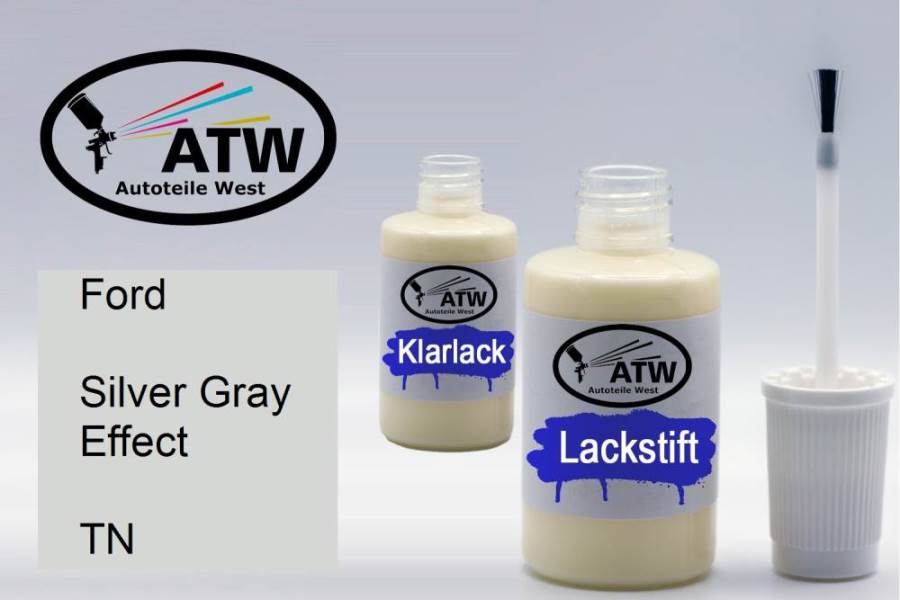 Ford, Silver Gray Effect, TN: 20ml Lackstift + 20ml Klarlack - Set, von ATW Autoteile West.